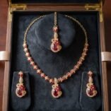 Necklace Set with Earrings and Teeka – Traditional Gold-Tone Design - photo 5
