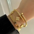 Stainless Steel 3-Piece Bracelet Stack – Clover, Love and Nail Bangles - photo 3