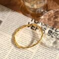 Stainless Steel Bamboo Cuff Bangle – Gold Tone - photo 1