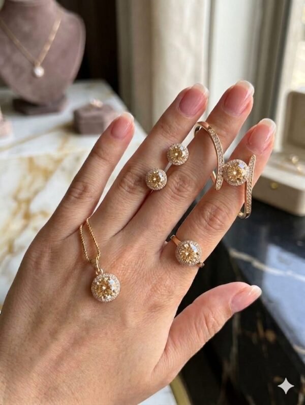 Zircon Stone Combo Set – Necklace, Earrings and Ring - photo 1