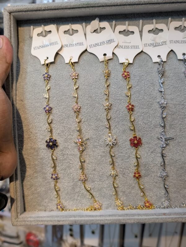 Zircon Bracelets – Assorted Colours, Gold-Tone Chain Bracelets - photo 3