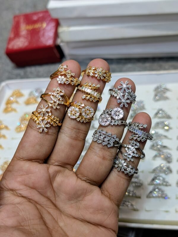 Fancy Zircon Rings – Adjustable Size, Assorted Designs - photo 3