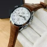 Men's Chronograph-Style Watch – Leather Strap, White and Black Dials - photo 2