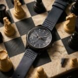Men's Turbine Watch – Leather Strap, 4 Colours - smoke gray colour