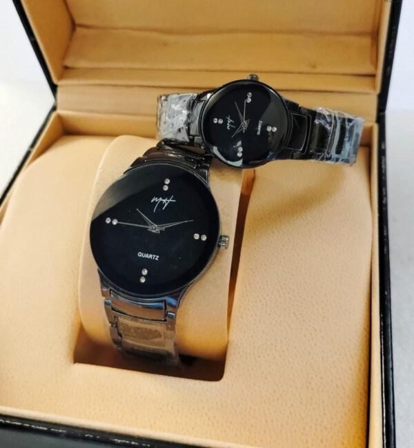 Couple Watch Set – Black Dial, 4 Colour Options, Gift Box - photo 1 Couple Watch Set – Black Dial, 4 Colour Options, Gift Box - photo 1