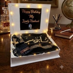 Luxury Gift Box for Him - Personalized Name Shawl, Wallet, Keychain & Perfume Gift Set