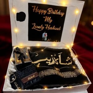 Luxury Gift Box for Him - Personalized Name Shawl, Wallet, Keychain & Perfume Gift Set