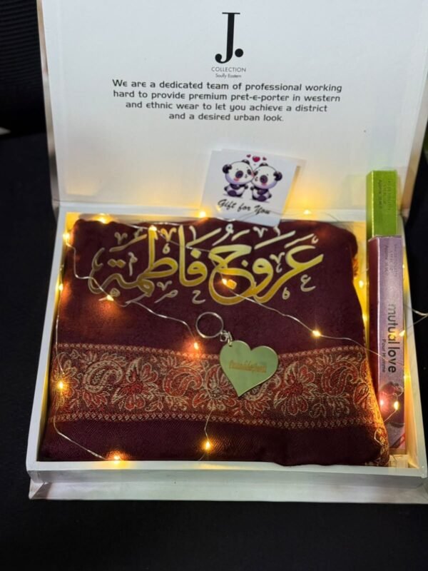 Customized Ladies Shawl Gift Set - Name Printed Pashmina Shawl in Premium Gift Box