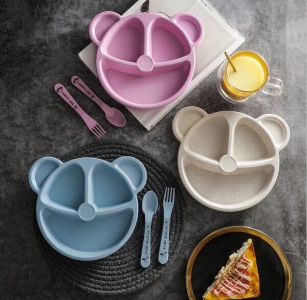 Bear shape plate set with spoon 5 plate 2 spoon & 3 fork - Durable Design