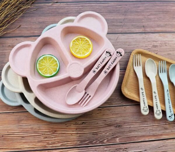 Bear shape plate set with spoon 5 plate 2 spoon & 3 fork - Durable Design