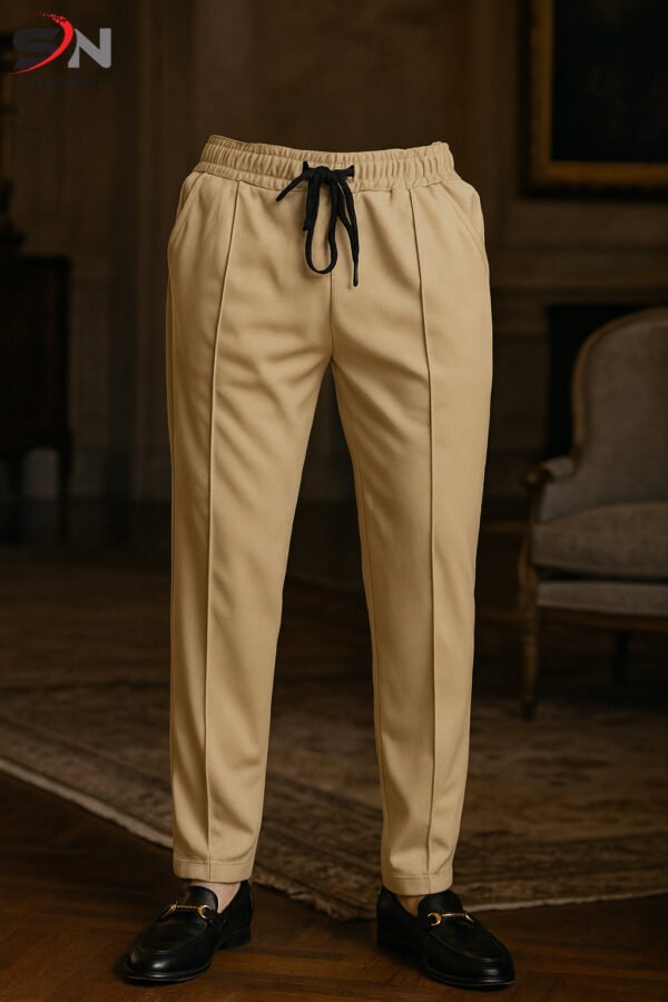 Beige Front Plate Lose Fit Trouser For Men & Boys - for Daily Wear