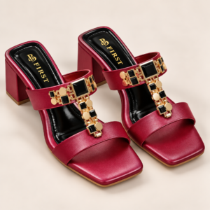 bf-black-stone-embellished-block-heel-sanda-2 Black Stone Embellished Block Heel Sandals for Women - Party Heels
