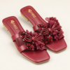 Crystal Embellished Floral Bow Mule Heels for Women - Pointed Toe Party Heels