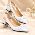 Pointed Toe Bow Detail Pumps for Women - Elegant Party Heel Shoes