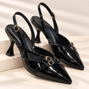 Pointed Toe Buckle Pumps for Women - Classic Elegant Heel Shoes