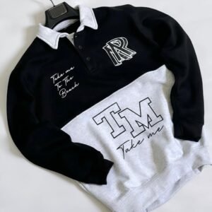 Black & Ash Grey Polo Letter Printed Winter Sweat Top For Mens & Boys - Online in Pakistan
