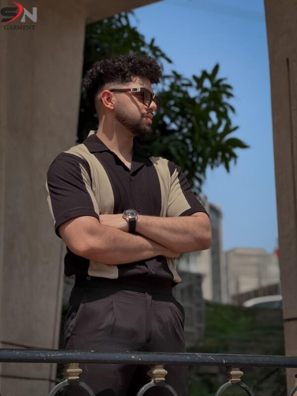 Black Panel Polo Top For Mens & Boys - Best Price in Pakistan