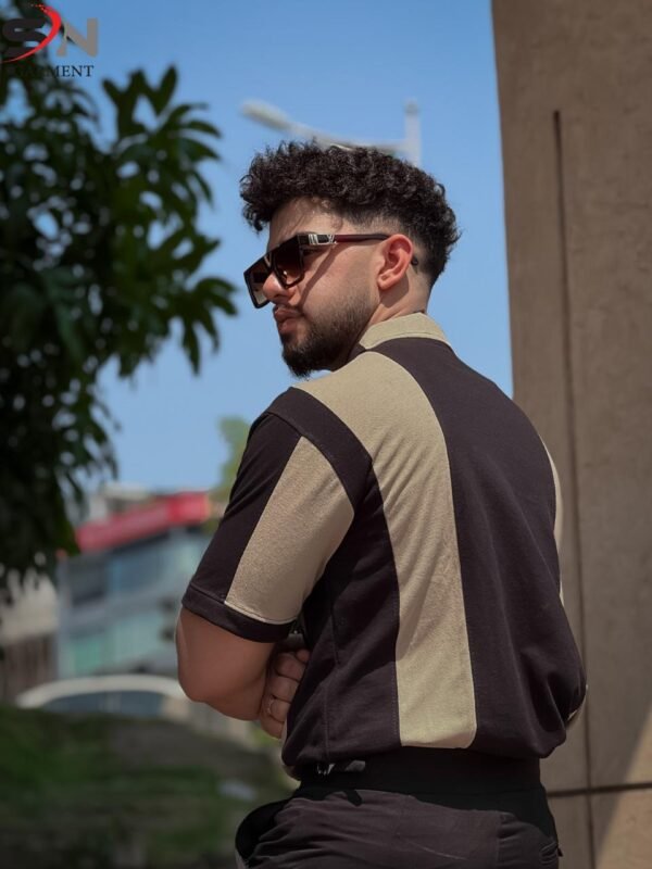 Black Panel Polo Top For Mens & Boys - Best Price in Pakistan