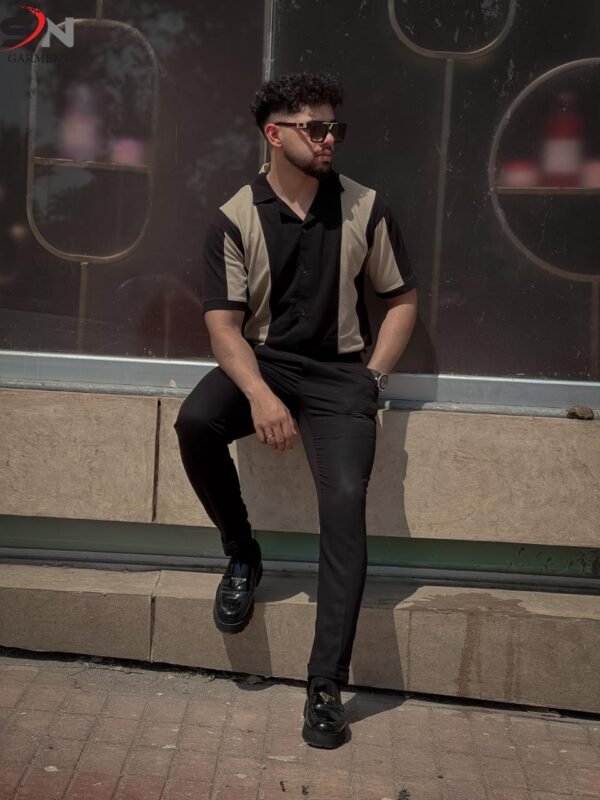 Black Panel Polo Top For Mens & Boys - Best Price in Pakistan