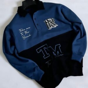 Blue & Black Polo Letter Printed Winter Sweat Top For Mens & Boys - Best Price in Pakistan