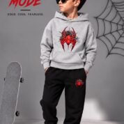 Boys Spider Print Hoodie & Trouser Set - grey colourway photo 4