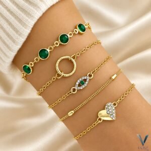 5 Piece Bracelets Deal – Hollow Round Diamond Fashion Bracelets Set