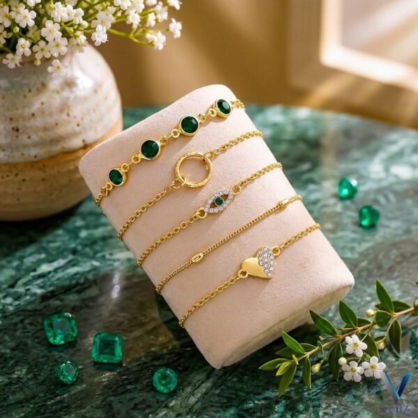 5 Piece Bracelets Deal – Hollow Round Diamond Fashion Bracelets Set