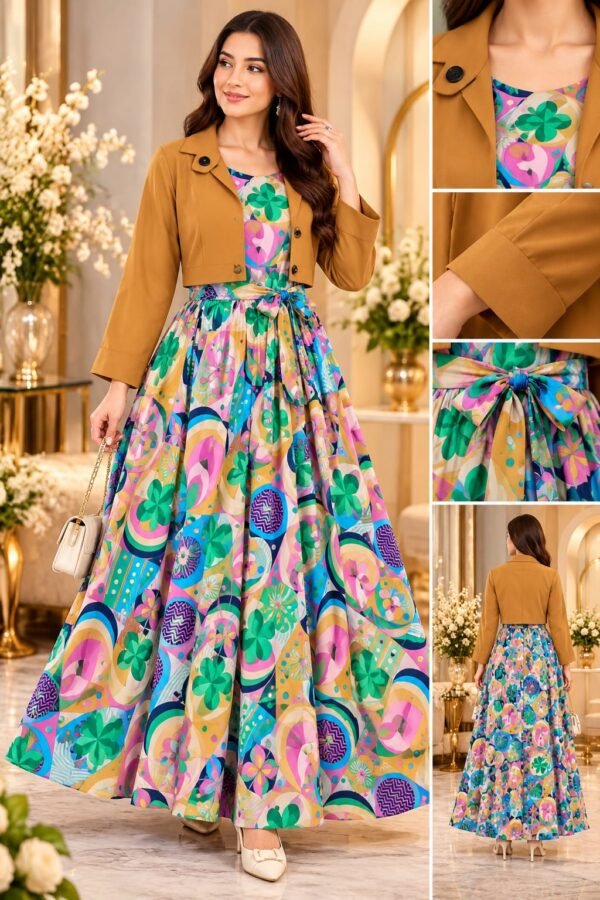 Viral Printed Maxi with Koti – Imported Georgette 2Pc Set