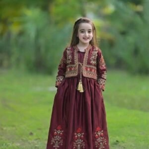 Kids Koti with Bunch Maxi 2Pc – Shamose Silk Embroidered Set