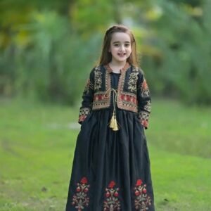 Kids Koti with Bunch Maxi 2Pc – Shamose Silk Embroidered Set
