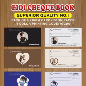 Cheque Book Eid Card pack of 2 10 cheque in each book - for Home Use