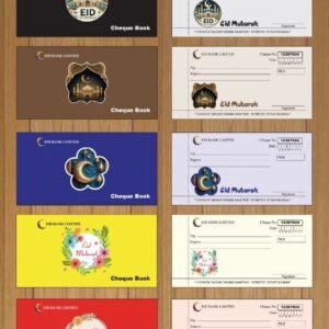Cheque Book Eid Card pack of 2 10 cheque in each book - for Home Use
