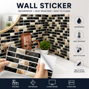Colorful self adhesive Tile Stickers for home decor ideal for kitchen and also great as wall decor or wallpaper border P