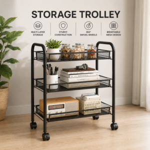 Costway 3 Tier Storage Rack Trolley Cart Home Kitchen Organizer Utility Basket - with Cash on Delivery