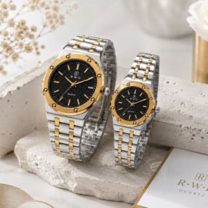 RWD ladies and gents couple watch pair displayed together