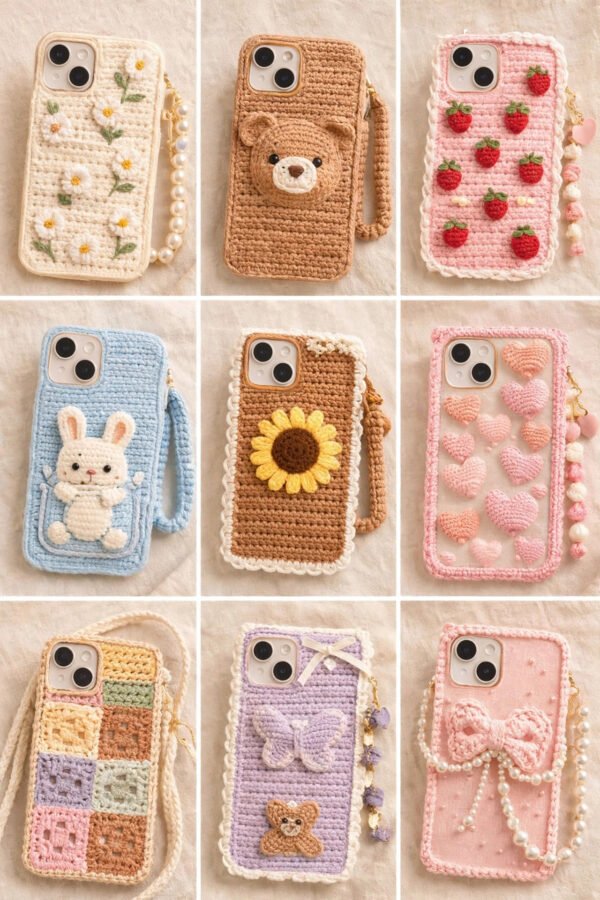 Handmade Crochet Mobile Cover – Customizable Knitted Phone Case for All Models