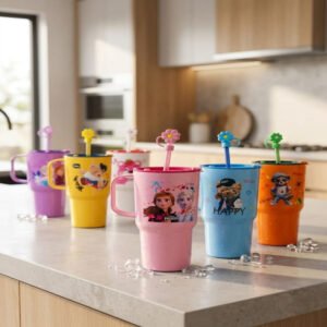 Cute Character Tumblers with Straw Straw Cover lightweight and stylishloved by kids and parents alike - High Quality