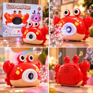 Cute Crab Bubble Camera Light Lights Music Auto Bubble Maker for Kids
