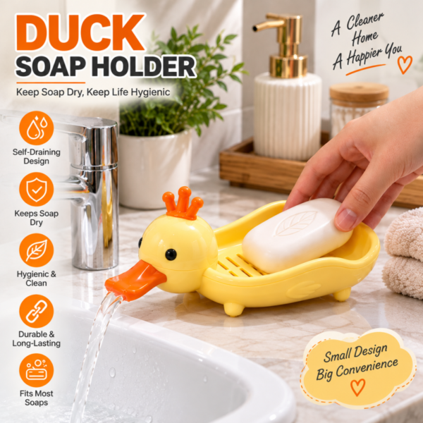 Cute Shape Duck Soap Holder Soap dish Bathroom Accessories - Durable Design