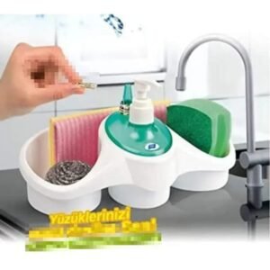 Soap Dispenser & Sponge Holder 3-in-1 Kitchen & Washroom Organizer