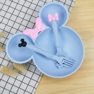 Butterfly Shaped Kids Plate Set - 3 Pcs Plate With Spoon Set