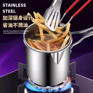 Deep Frying Pot with Strainer Basket 1200ml Stainless Steel - with Cash on Delivery