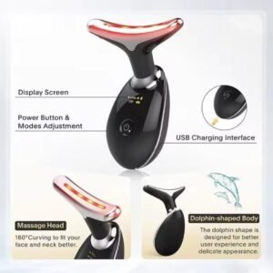 Digital face and neck massager with hot compress vibration and USB charging