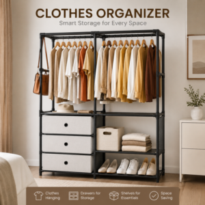 Double Row Multi Functional Dustproof Coat Rack Plus Shoe Rack - Best Price in Pakistan