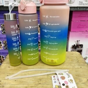 Dual Sipper 3Pcs Water Bottle Set) Imported China) (Random Color) - Durable Design