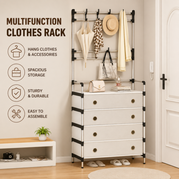 Dust proof Multi functional shoe hat coat rack space saving - Online in Pakistan