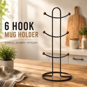 /each - Black Metal 6 Hooks Mugs Table Holder — photo 1 (Al-Atabah PK)