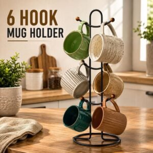 /each - Black Metal 6 Hooks Mugs Table Holder — photo 2 (Al-Atabah PK)