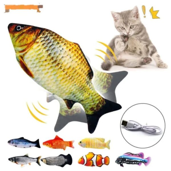 Electric Moving Cat Kicker Fish Toy Realistic Flopping Fish Wiggle Fish Catnip Toys Motion Kitten - with Cash on Deliver