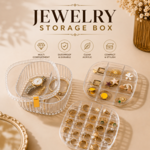 Elegant Transparent Crystal Compact Jewellery Box Storage Organizer Acrylic Earrings Holder Multi Layer Jewellery Case